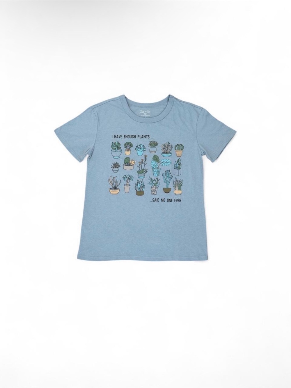 Zoe + Liv Blue Kids Tee with Potted Plant Graphic